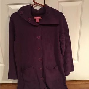 Woman within button sweater